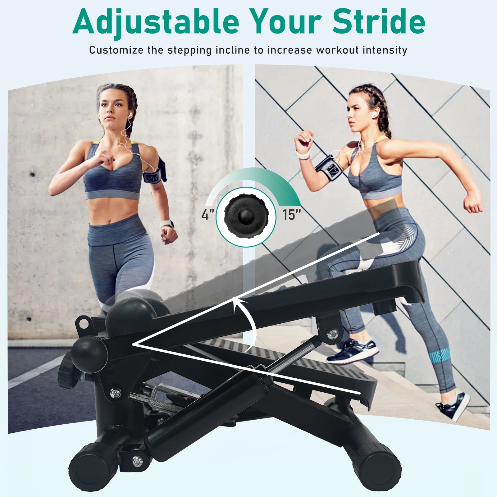 Mini Stepper Exercise Machine with LCD & Resistance Bands
