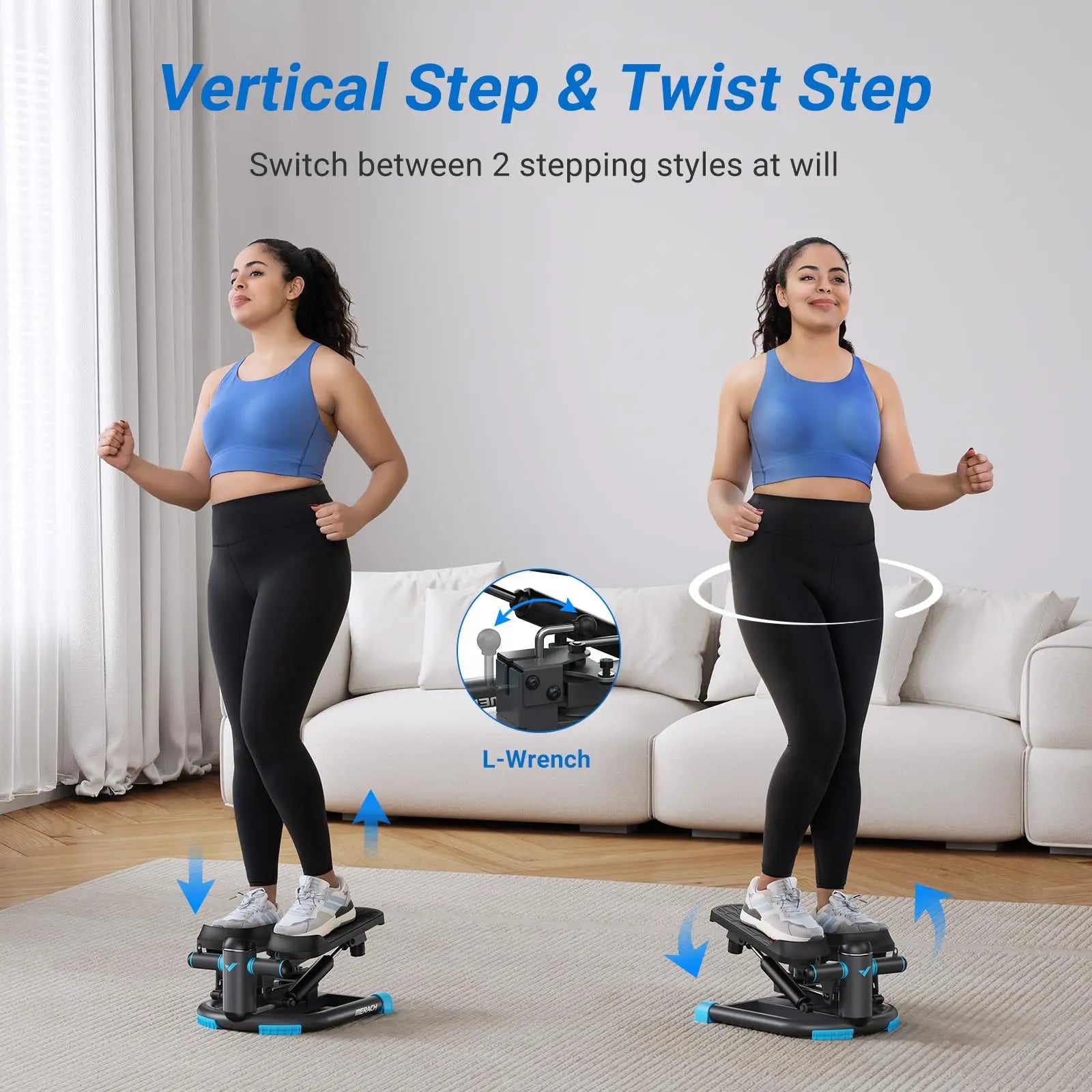 MERACH Dual-Action Stepper – 330LBS Capacity with Resistance Bands for Home Workout