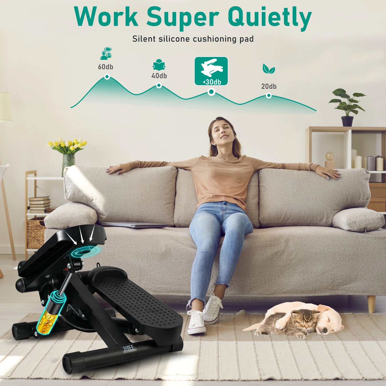 Mini Stepper Exercise Machine with LCD & Resistance Bands