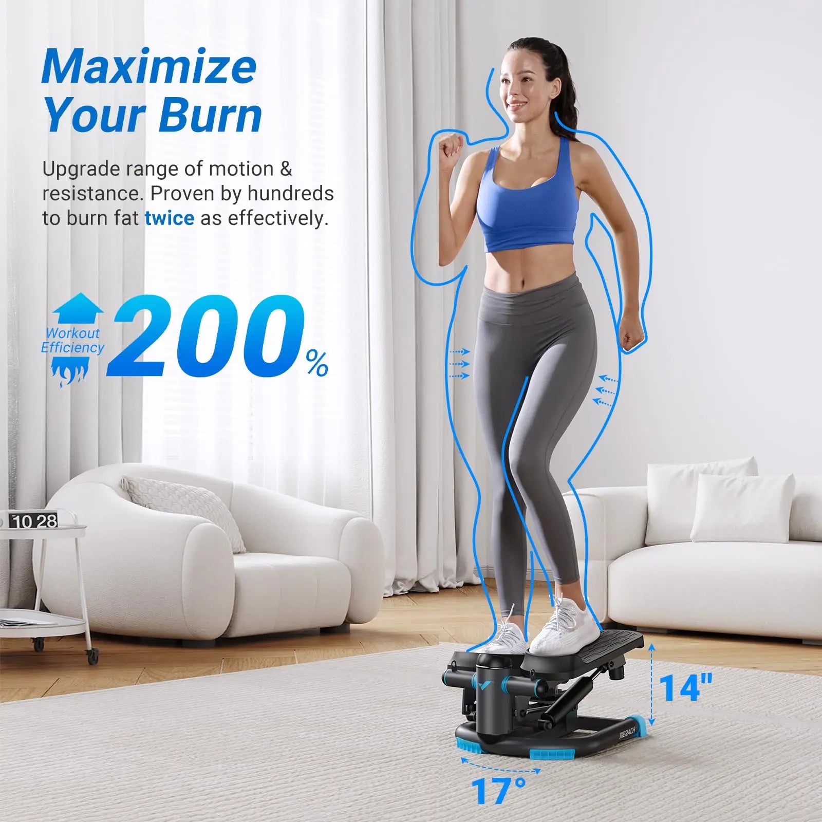 MERACH Dual-Action Stepper – 330LBS Capacity with Resistance Bands for Home Workout