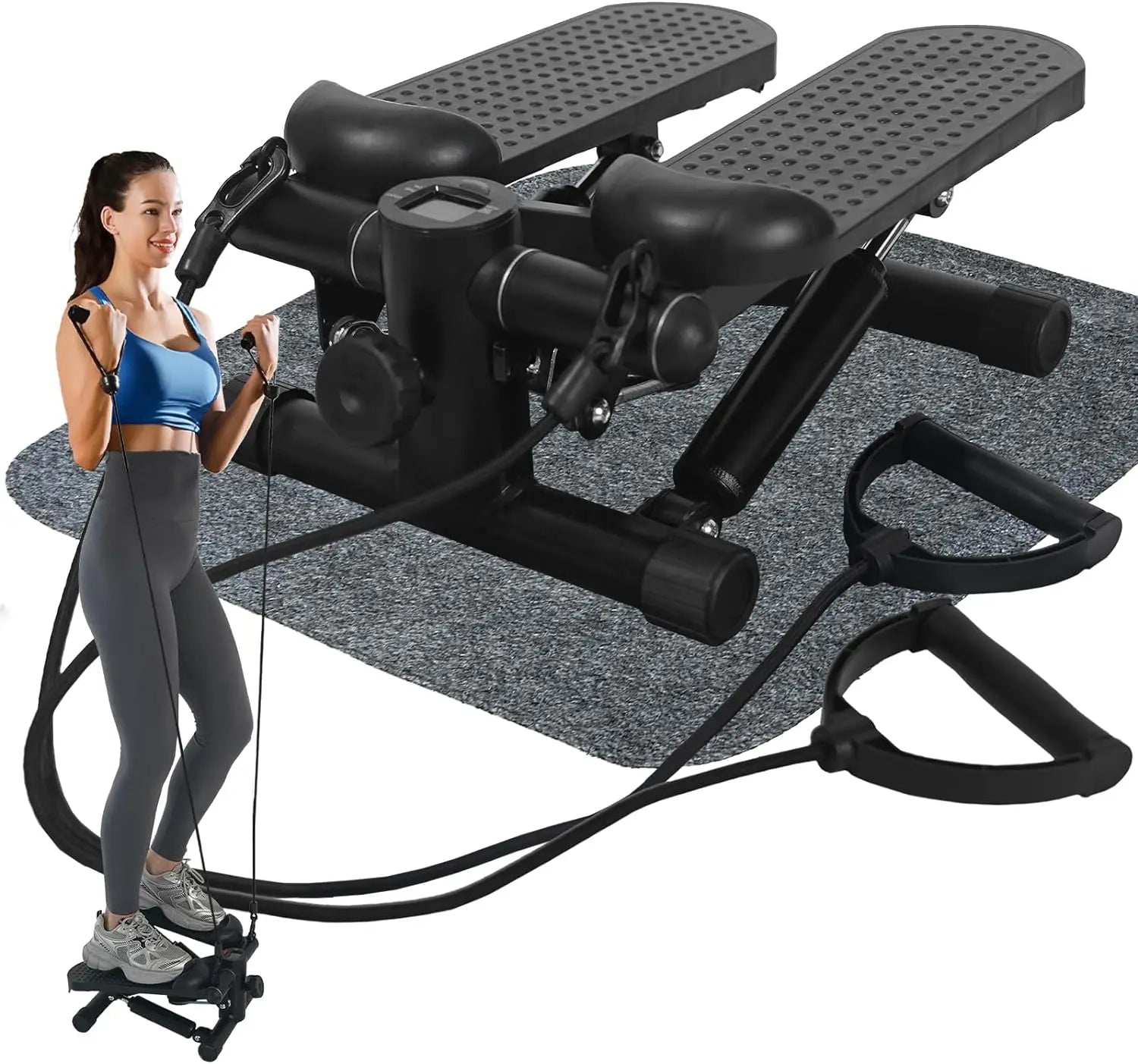 Mini Stepper Exercise Machine with LCD & Resistance Bands