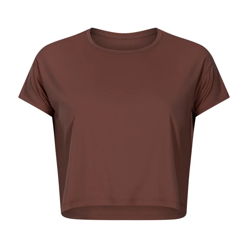 Women’s Seamless Yoga Crop Top – Quick-Dry Short Sleeve Gym & Running Shirt