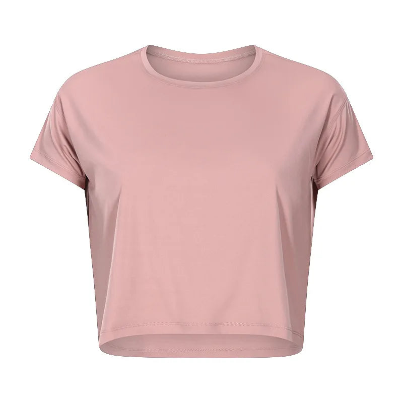Women’s Seamless Yoga Crop Top – Quick-Dry Short Sleeve Gym & Running Shirt