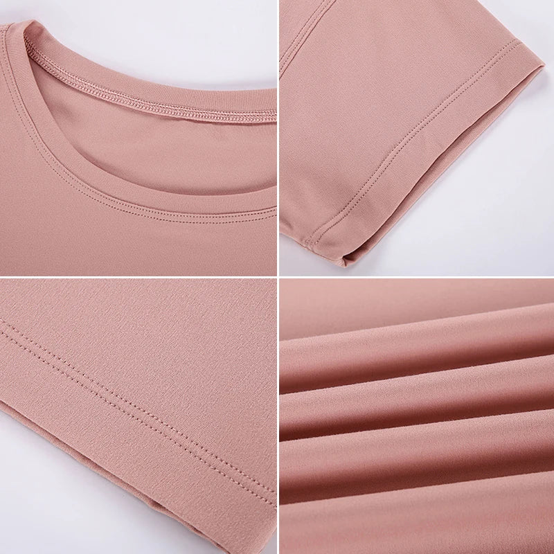 Women’s Seamless Yoga Crop Top – Quick-Dry Short Sleeve Gym & Running Shirt