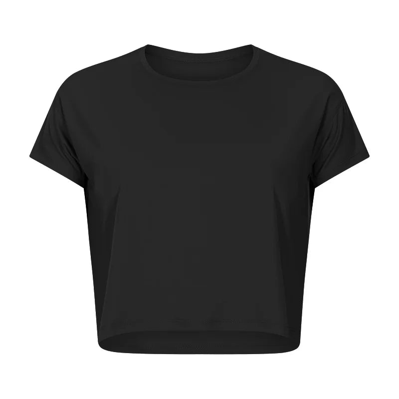 Women’s Seamless Yoga Crop Top – Quick-Dry Short Sleeve Gym & Running Shirt