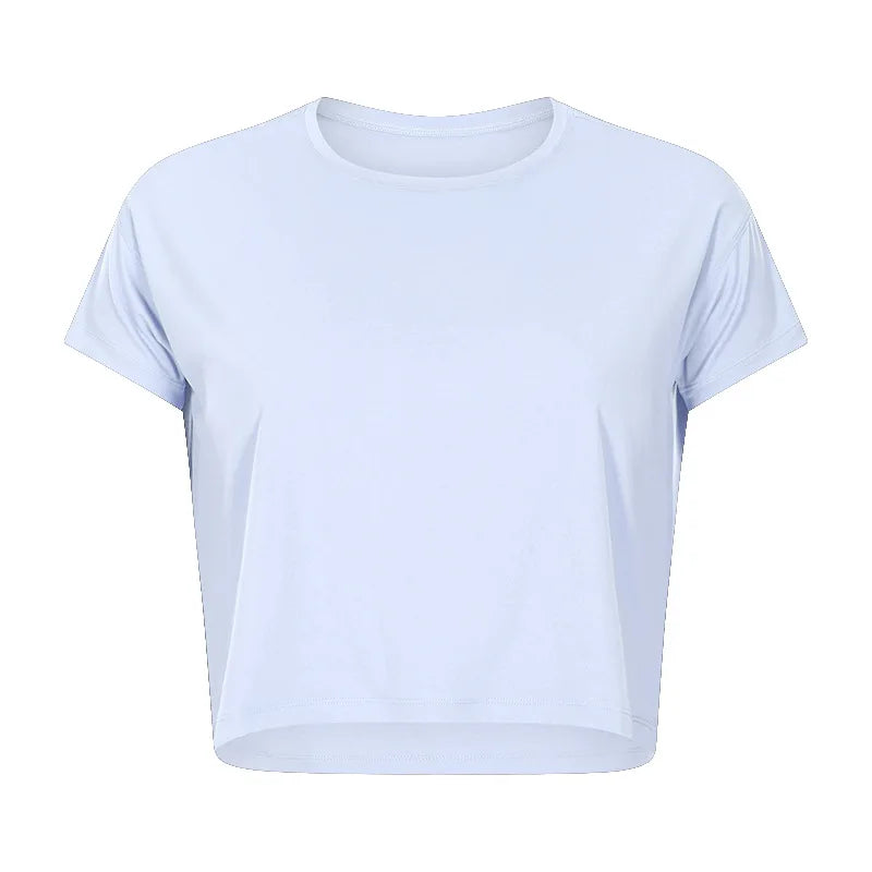 Women’s Seamless Yoga Crop Top – Quick-Dry Short Sleeve Gym & Running Shirt