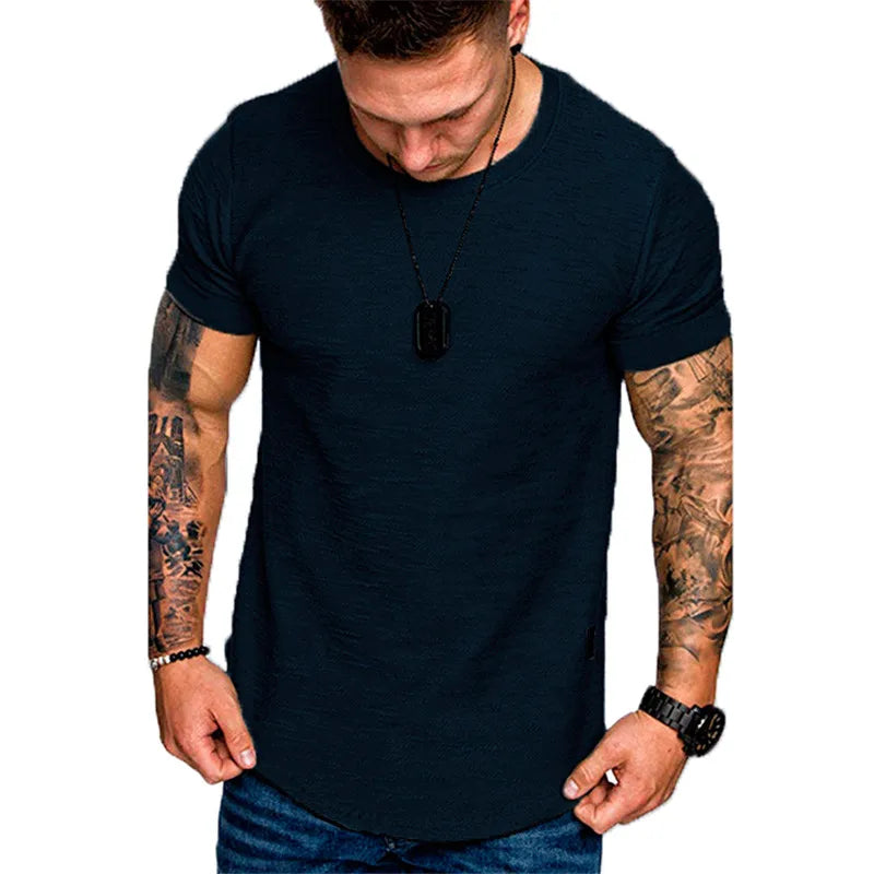 Men’s Summer Fitness T-Shirt – Casual O-Neck Short Sleeve Workout Top