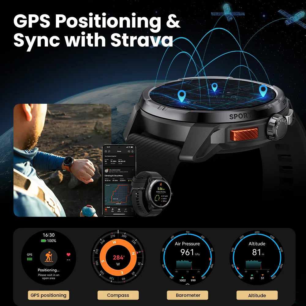 HAYLOU Solar Ultra GPS Smartwatch – 1.6" AMOLED, Bluetooth Calls, 5ATM