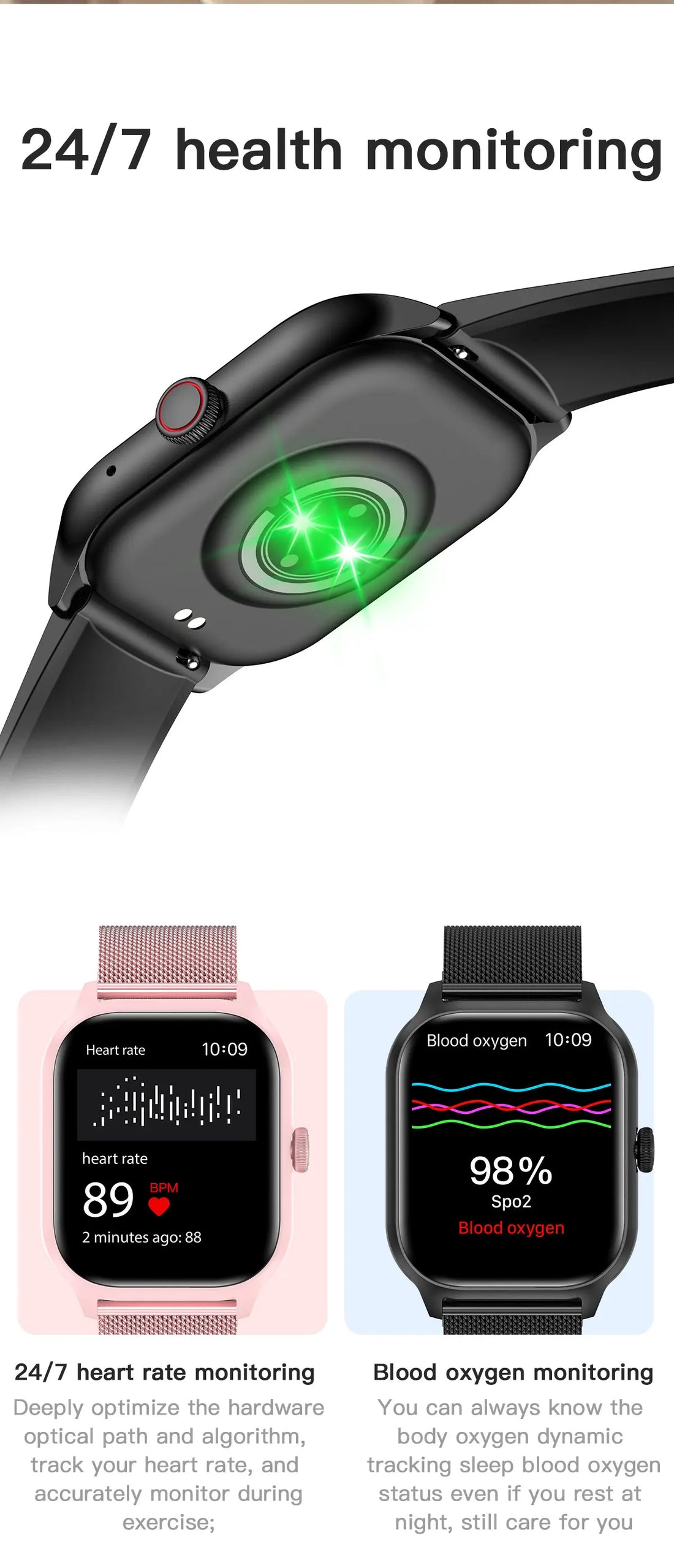 Bluetooth Smartwatch for Men & Women – Fitness Tracker with Call, Music & Alerts