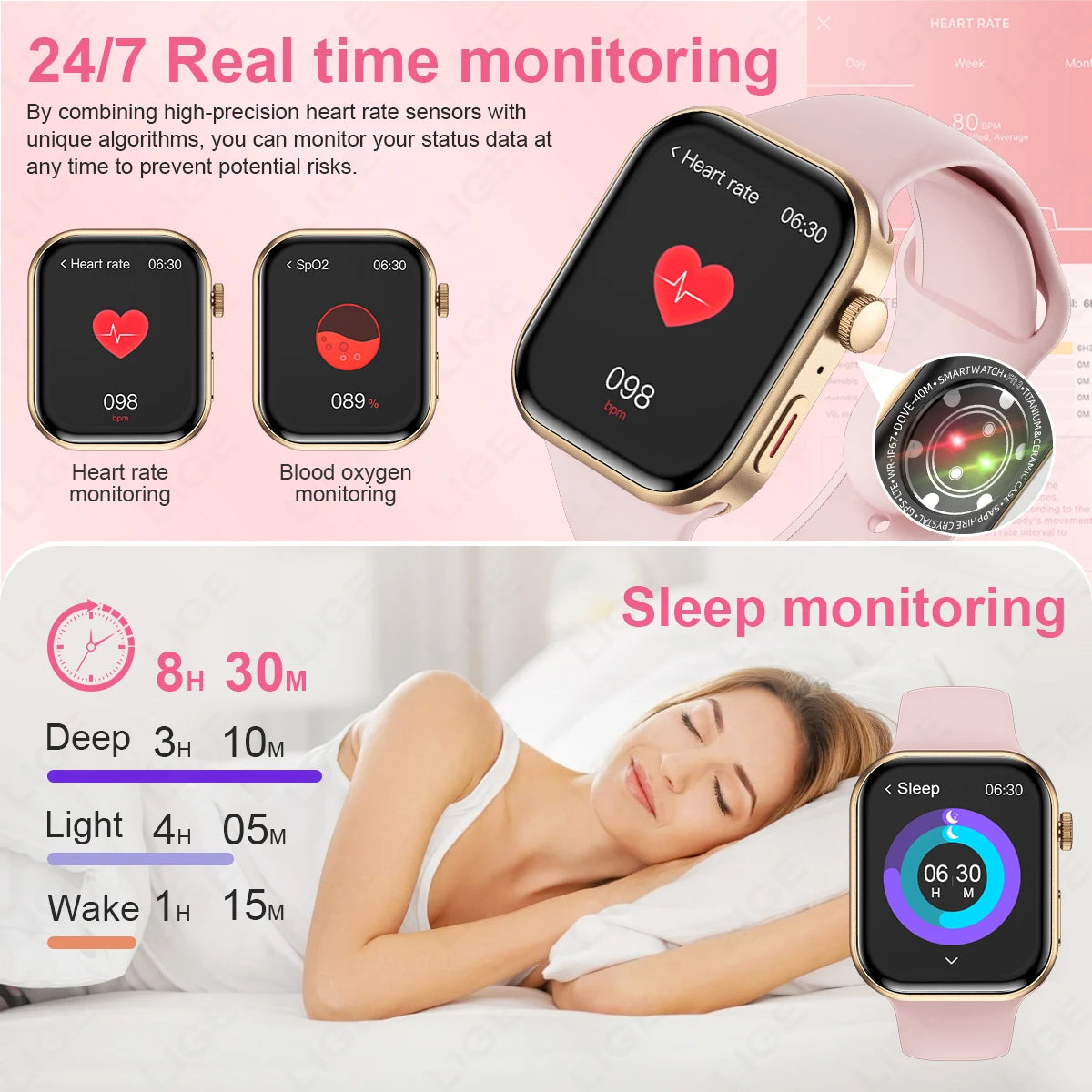 LIGE 2.01" Smartwatch – Bluetooth Call & Health Tracker