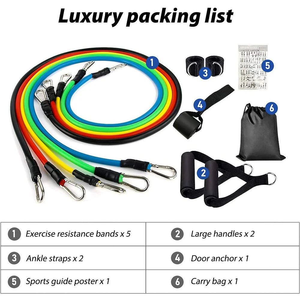 11Pcs Resistance Band Set for Home Fitness