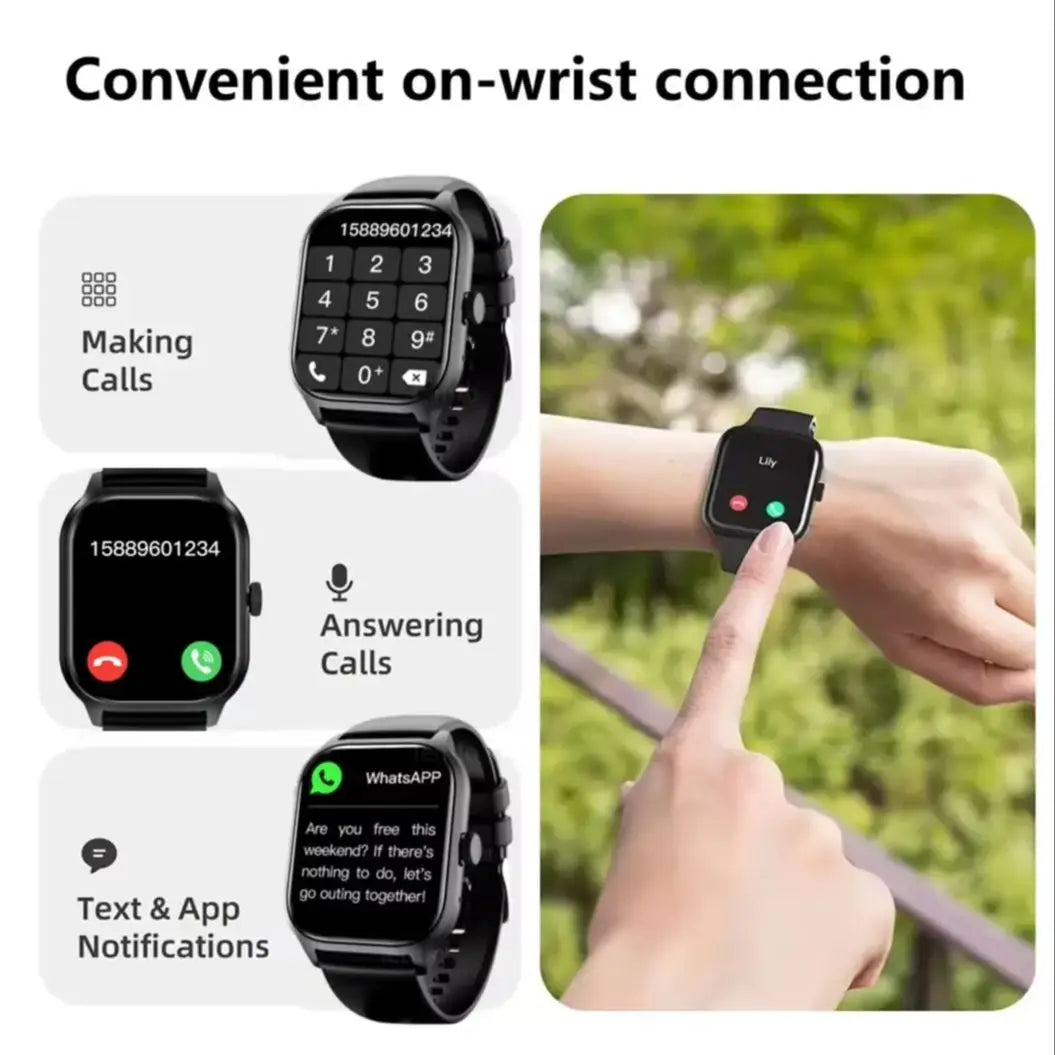Bluetooth Smartwatch for Men & Women – Fitness Tracker with Call, Music & Alerts