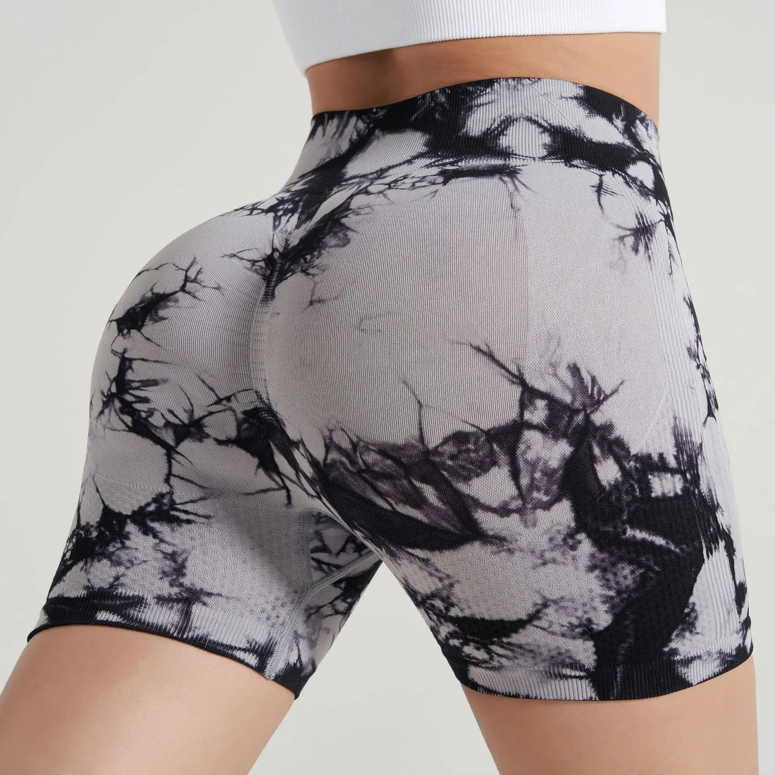Tie-Dye High-Waist Yoga Shorts – Women's Push-Up Gym & Workout Leggings