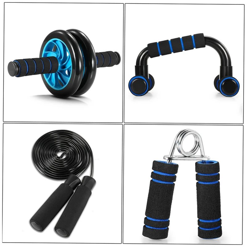 5-in-1 AB Roller Kit – Core Carver Set with Push-Up Bars, Jump Rope, Hand Gripper & Knee Pad
