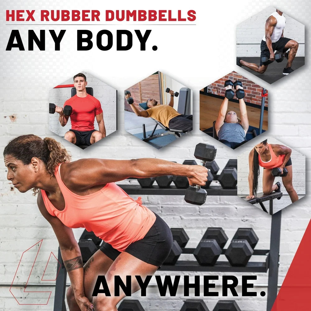 5lbs Hex Dumbbell – Rubber Coated with Ergonomic Handle for Home Gym