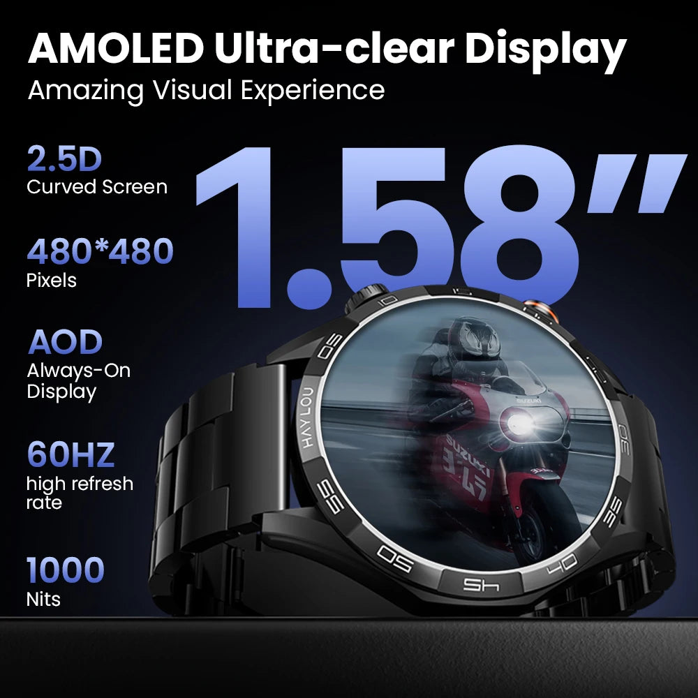 HAYLOU Solar 5 Smartwatch – 1.58" AMOLED, Voice Call, 24H Health & Sports Tracking