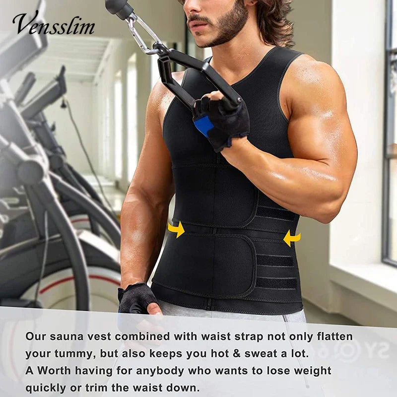 Vensslim Men’s Waist Trainer Vest – Sauna Sweat Compression Shapewear