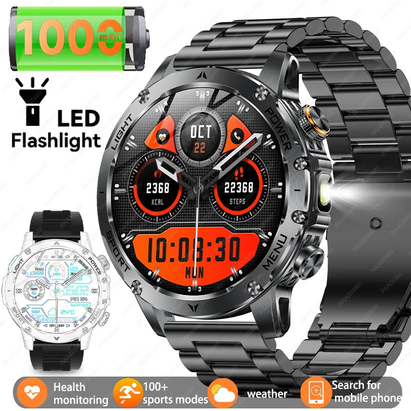 Military Sports Smartwatch – 1000mAh, BT Calling, IP68 Waterproof, HUAWEI-Compatible