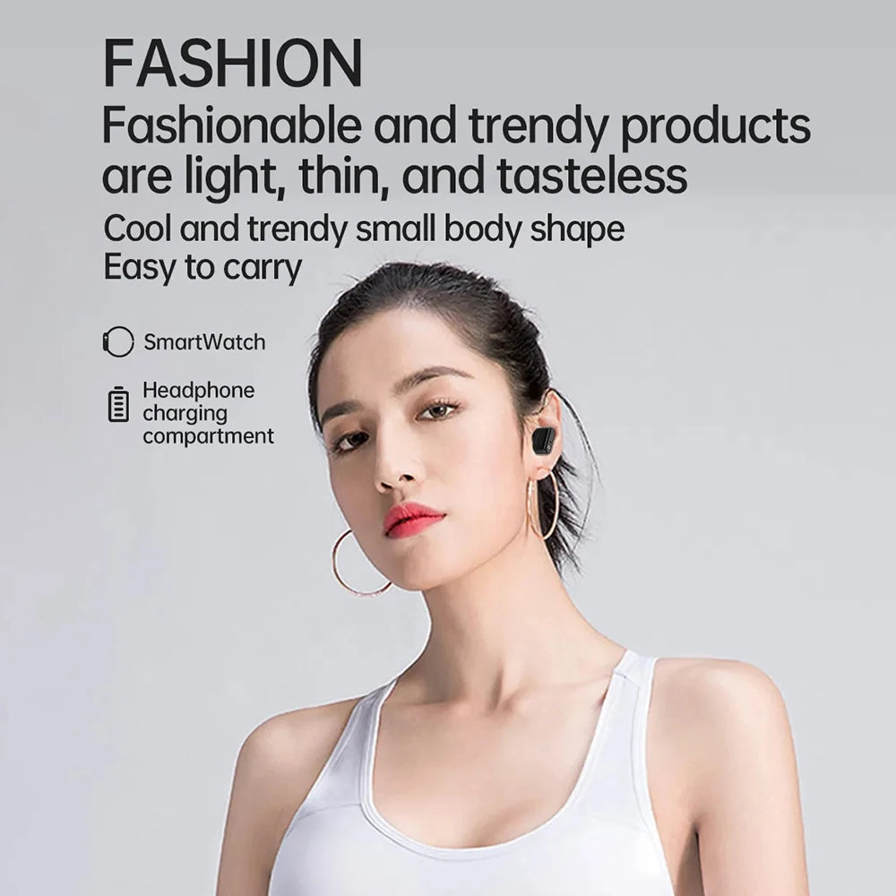 2-in-1 Smartwatch with Built-in Earphones – 1.8" Touchscreen Fitness & Heart Rate Monitor