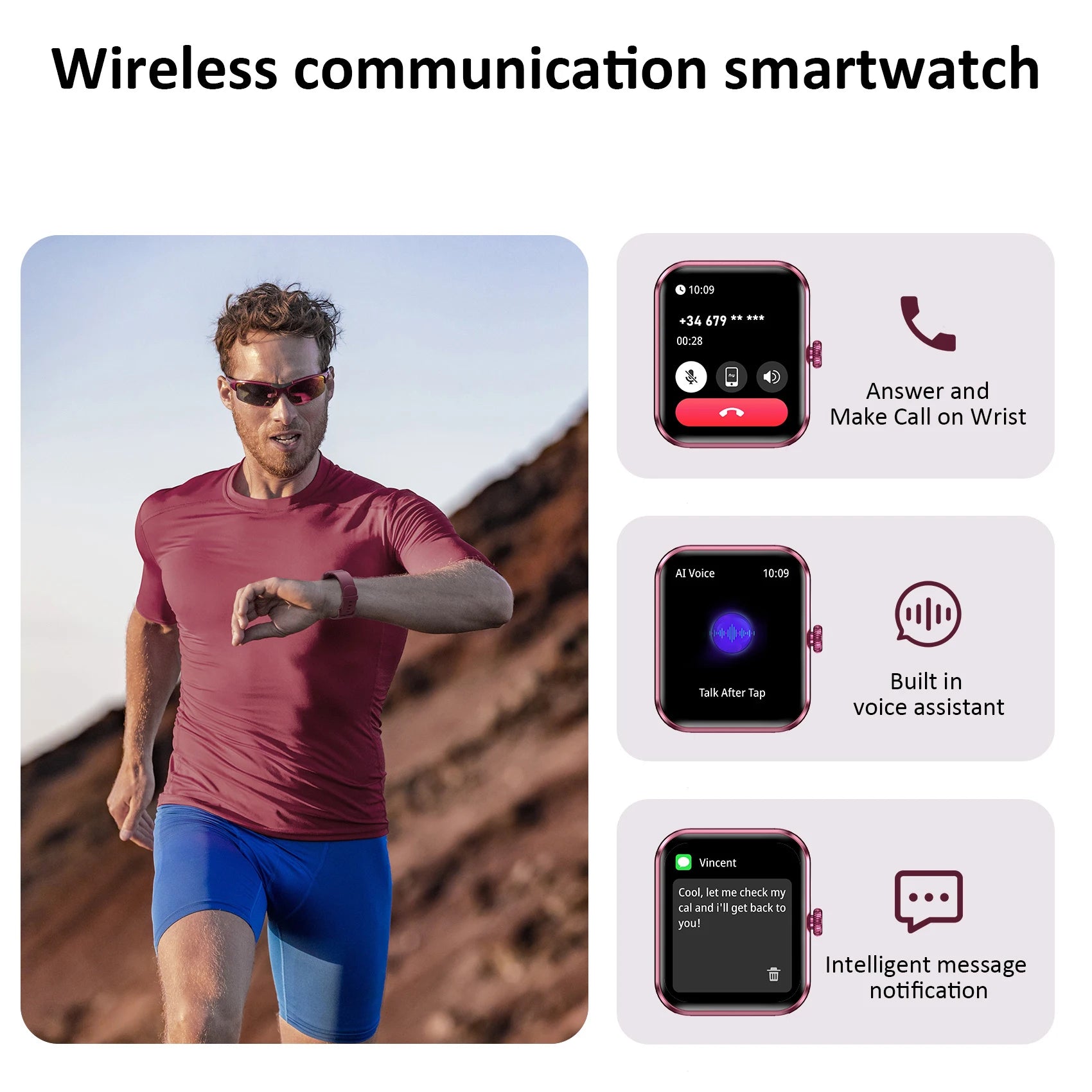 IOWODO 1.85″ Full‑Touch HD Smartwatch