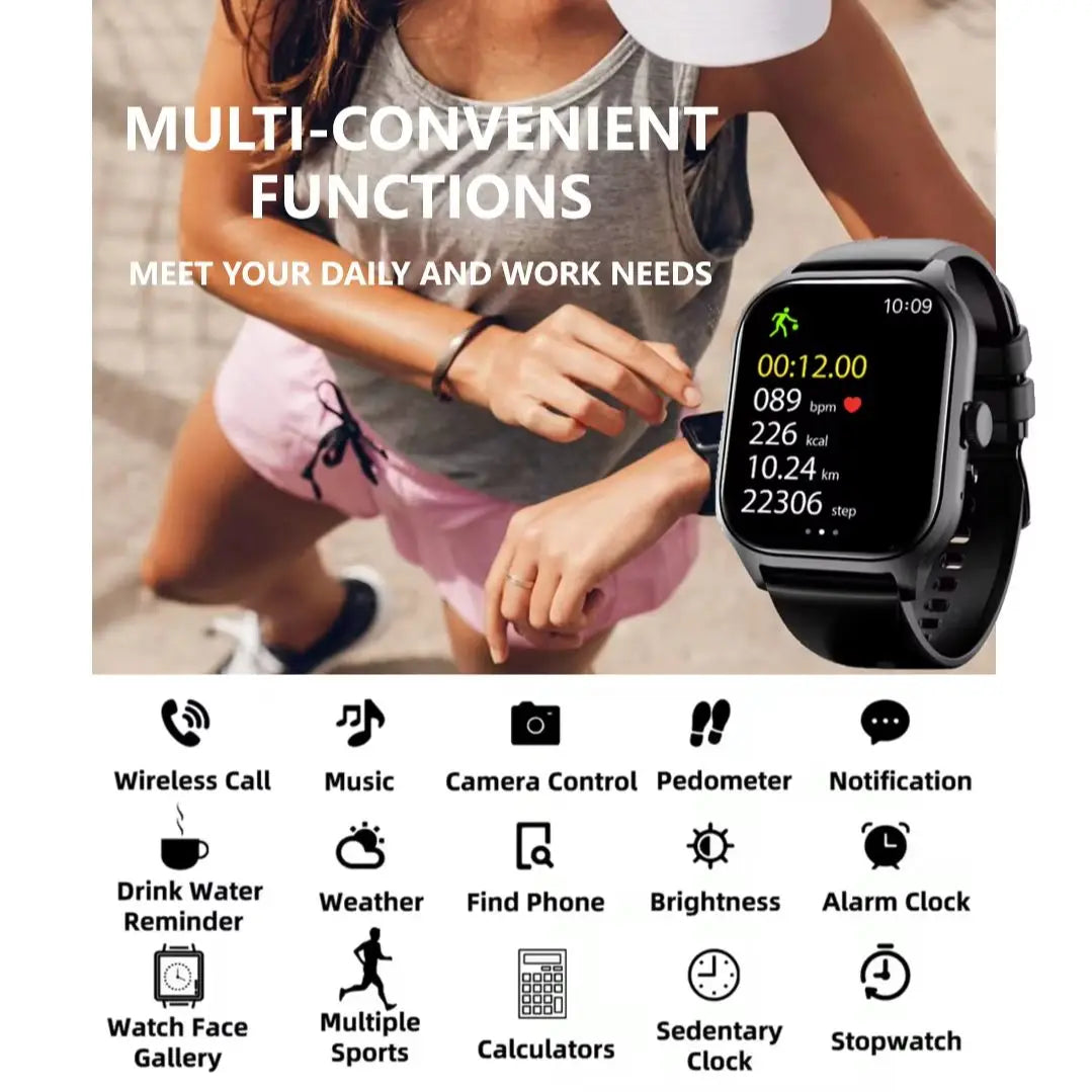 Bluetooth Smartwatch for Men & Women – Fitness Tracker with Call, Music & Alerts