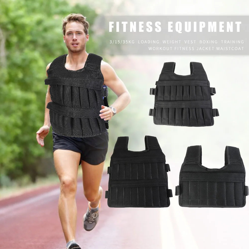 Adjustable Weighted Training Vest – 3/15/35KG Empty Fitness Jacket for Running & Workouts