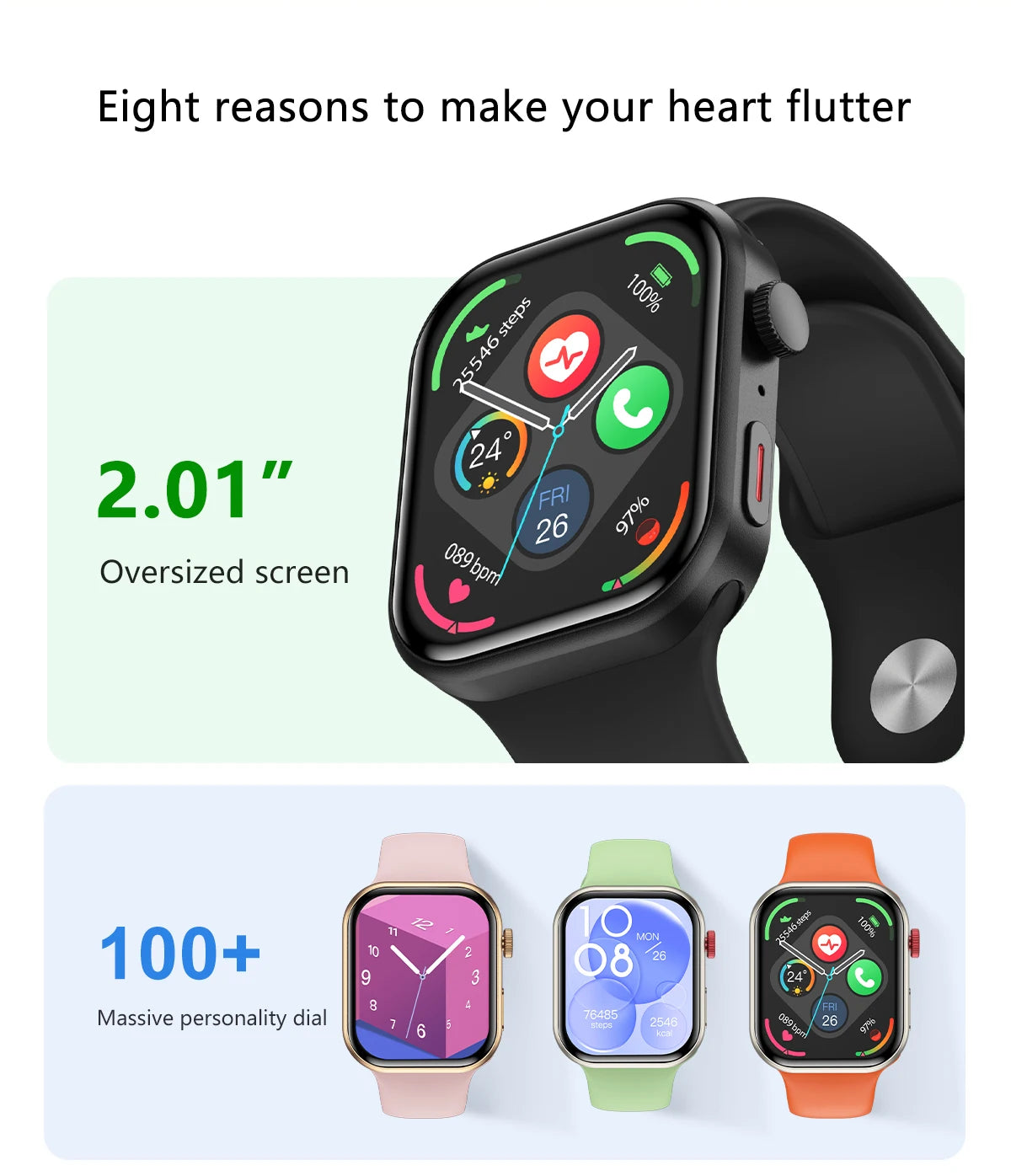 LIGE 2.01" Smartwatch – Bluetooth Call & Health Tracker