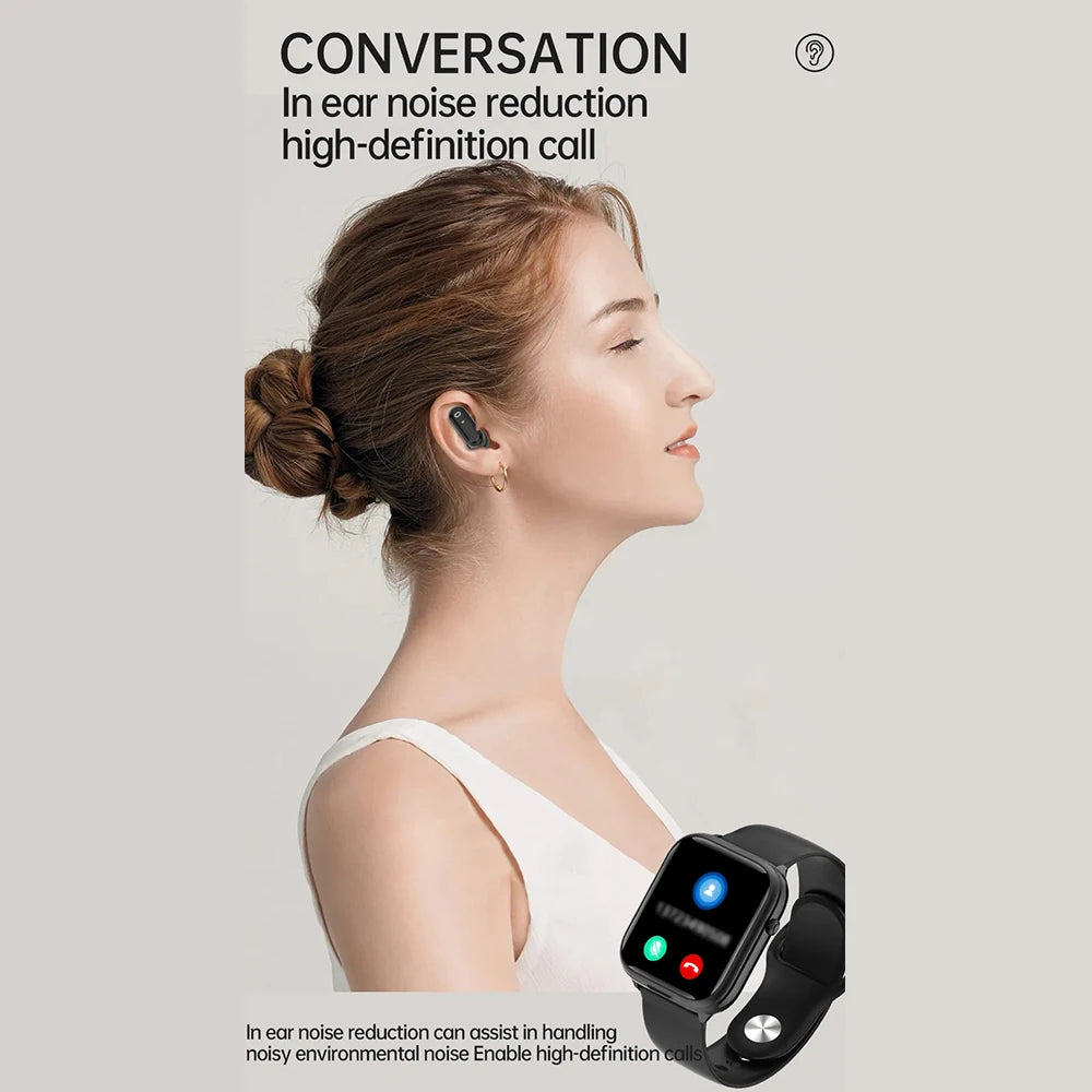 2-in-1 Smartwatch with Built-in Earphones – 1.8" Touchscreen Fitness & Heart Rate Monitor