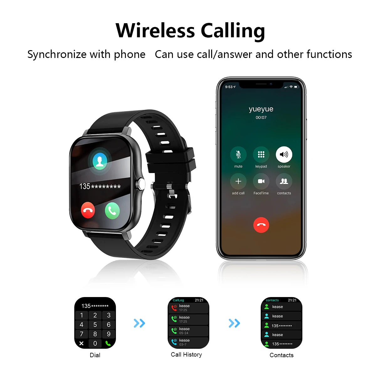 Smart Watch with Calling & Fitness Monitoring – iPhone/Android Compatible