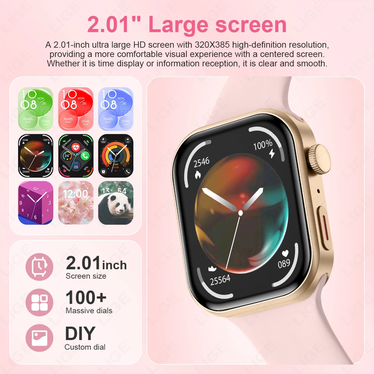 LIGE 2.01" Smartwatch – Bluetooth Call & Health Tracker