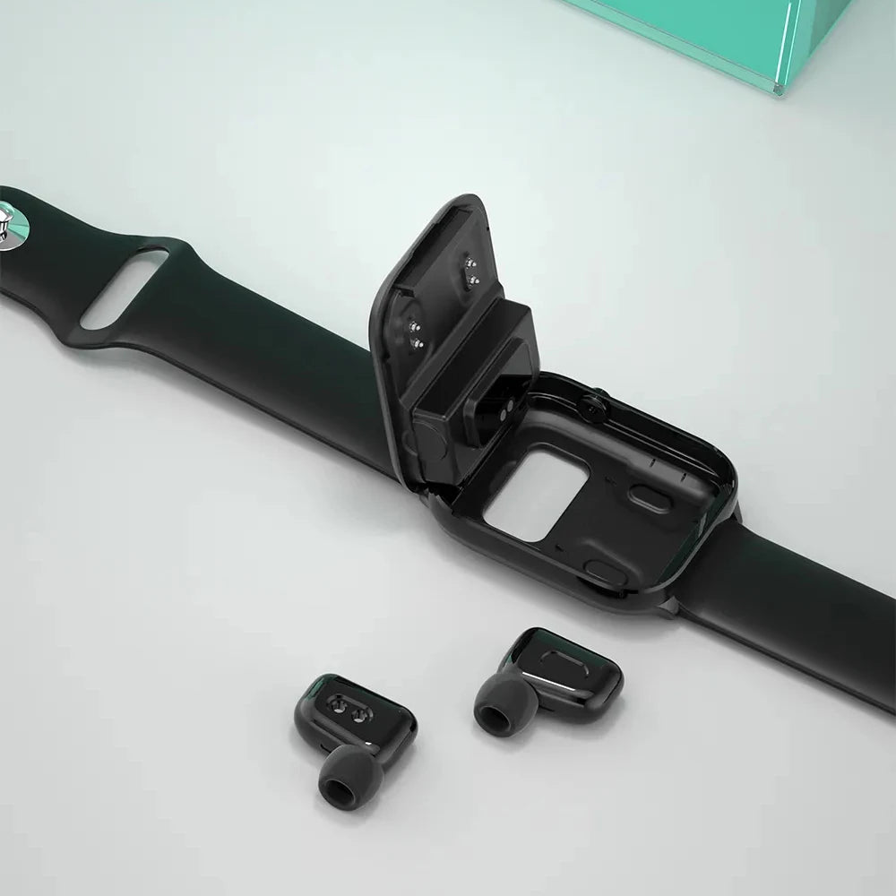 2-in-1 Smartwatch with Built-in Earphones – 1.8" Touchscreen Fitness & Heart Rate Monitor