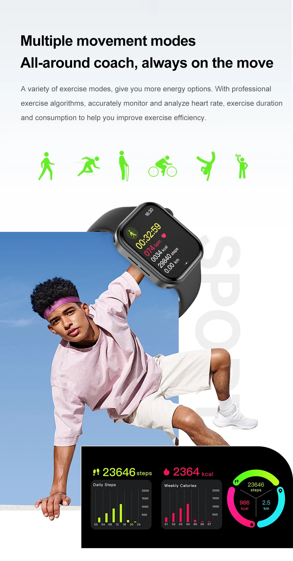 LIGE 2.01" Smartwatch – Bluetooth Call & Health Tracker