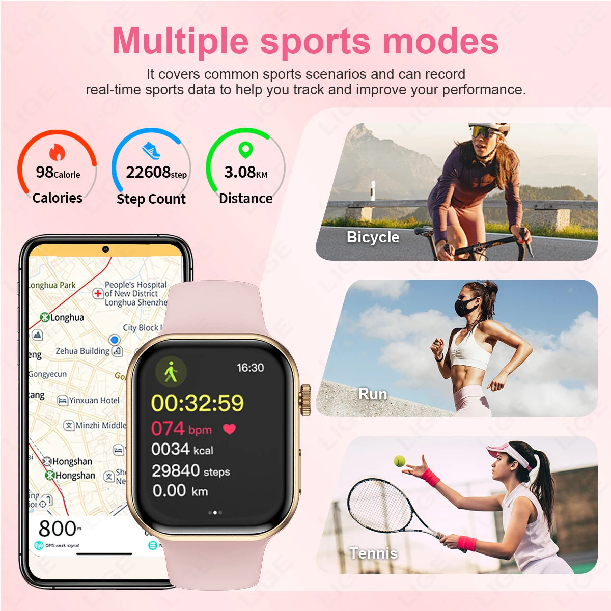 LIGE 2.01" Smartwatch – Bluetooth Call & Health Tracker