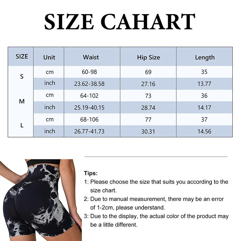 Tie-Dye High-Waist Yoga Shorts – Women's Push-Up Gym & Workout Leggings