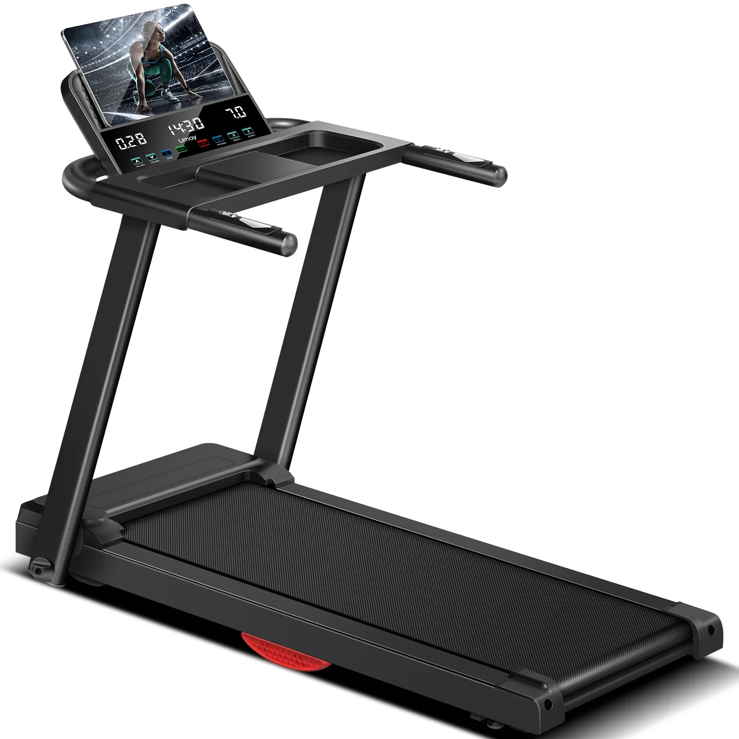 3.0HP Foldable Home Treadmill – Brushless Motor, 300LB Capacity, Shock Absorption, HR Monitor