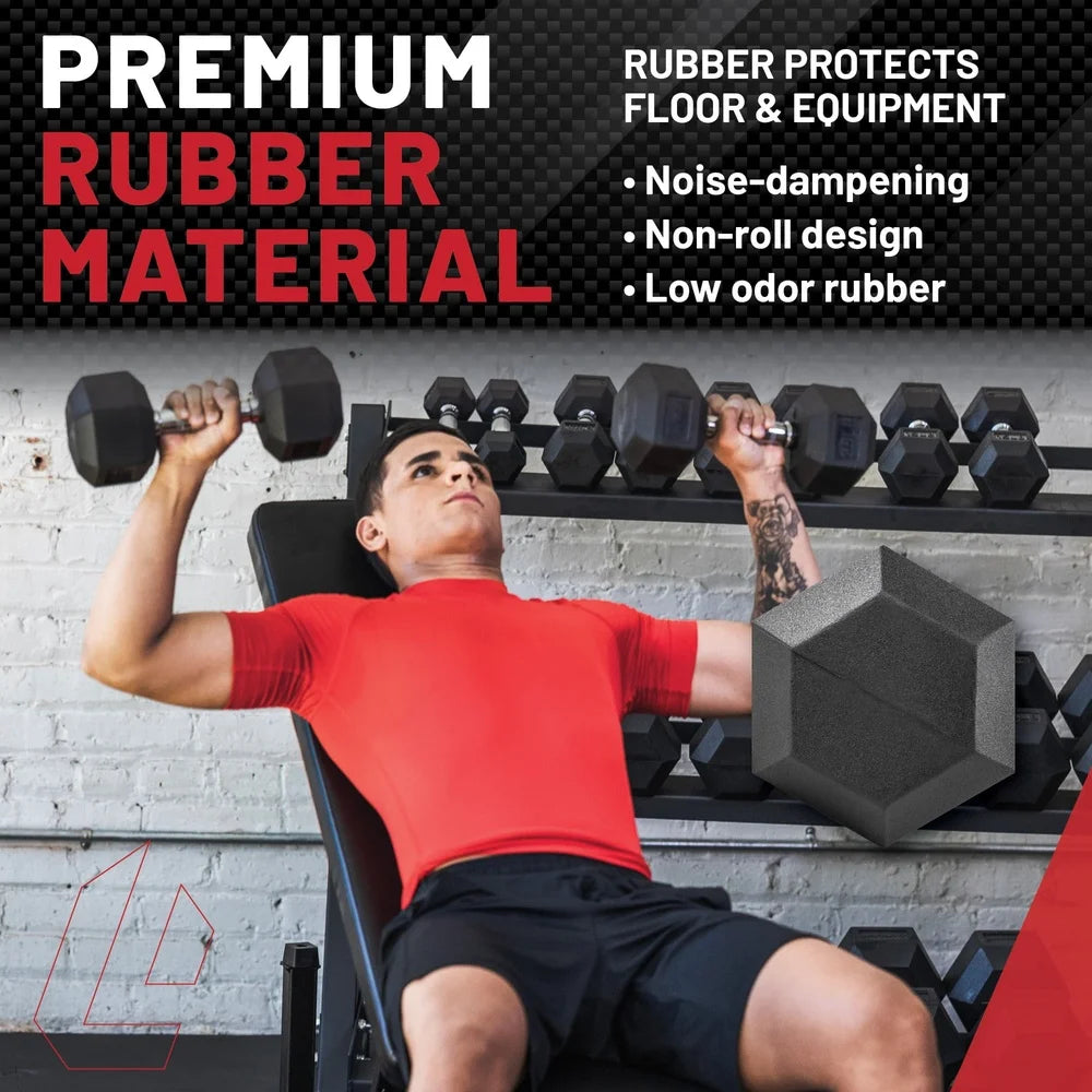 5lbs Hex Dumbbell – Rubber Coated with Ergonomic Handle for Home Gym