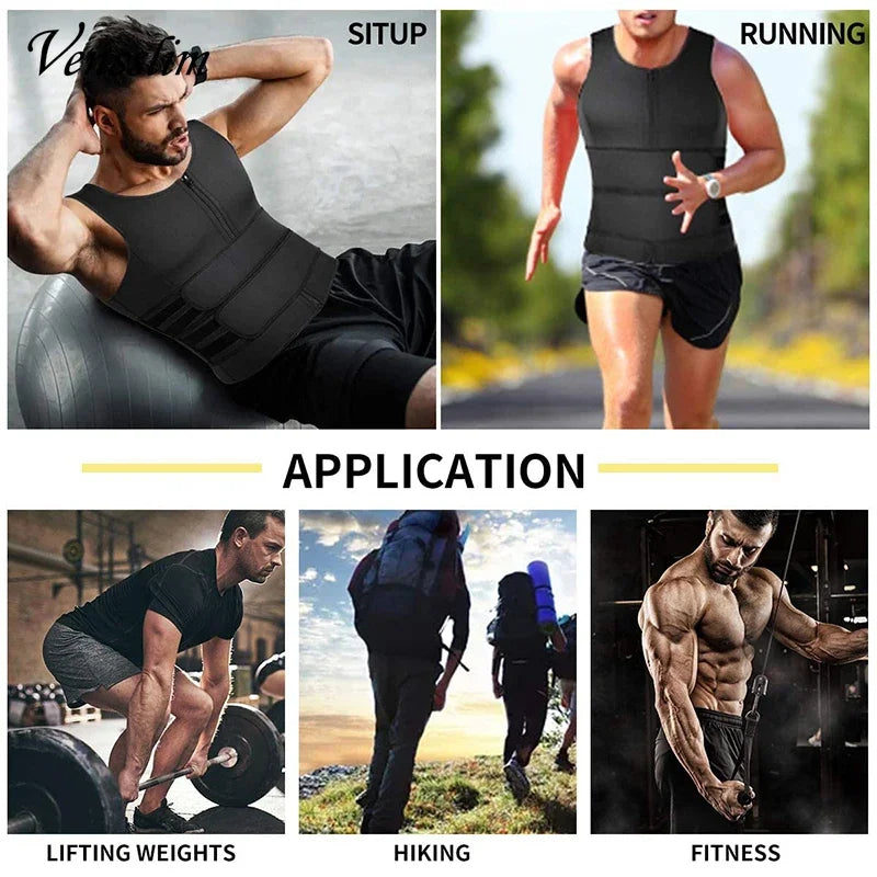 Vensslim Men’s Waist Trainer Vest – Sauna Sweat Compression Shapewear