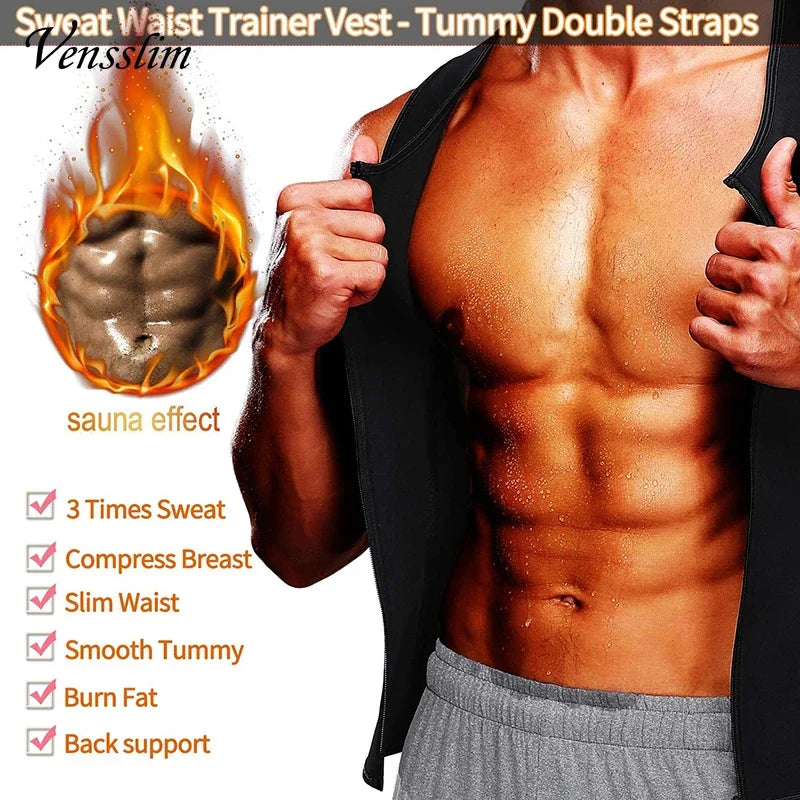 Vensslim Men’s Waist Trainer Vest – Sauna Sweat Compression Shapewear
