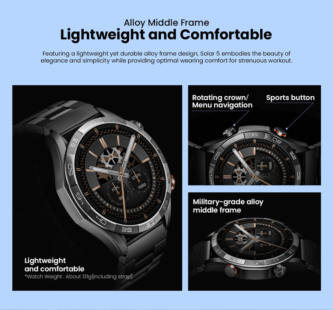 HAYLOU Solar 5 Smartwatch – 1.58" AMOLED, Voice Call, 24H Health & Sports Tracking
