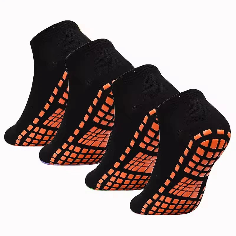 4 Pairs Women’s Cotton Yoga Socks – Non-Slip, Breathable Pilates & Fitness Ankle Socks