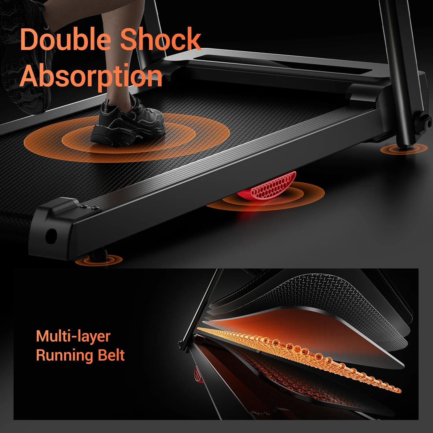 3.0HP Foldable Home Treadmill – Brushless Motor, 300LB Capacity, Shock Absorption, HR Monitor