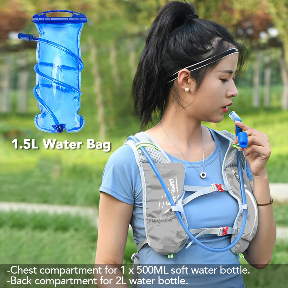 Ultra-Light Hydration Backpack – 1.5L Water Bladder + 500ML Bottle for Outdoor Sports