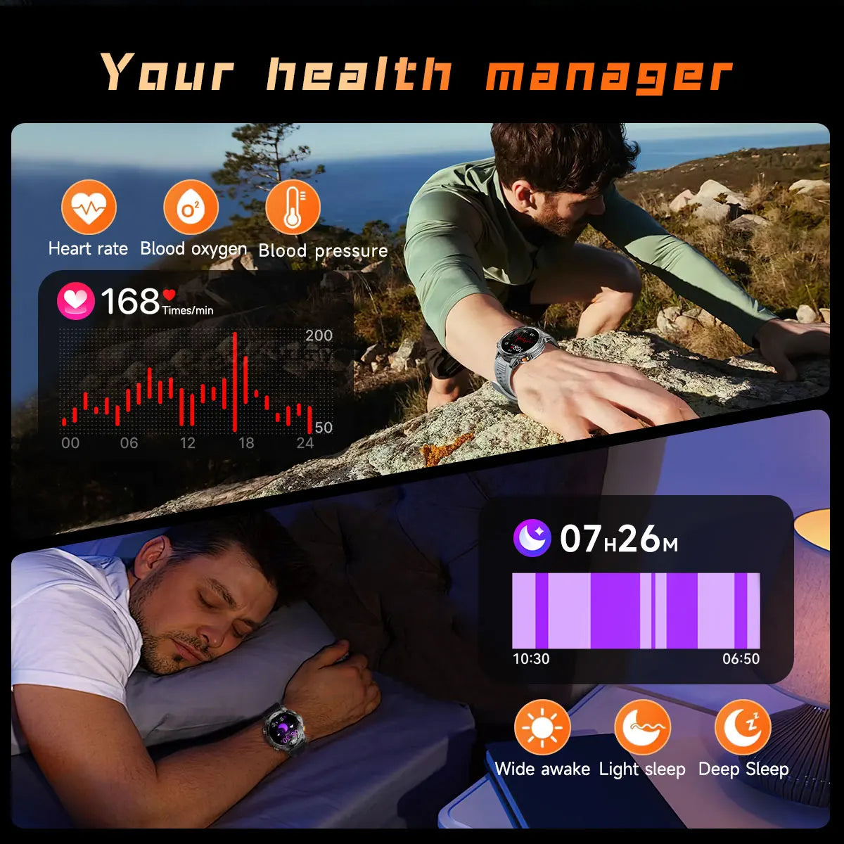 Military Sports Smartwatch – 1000mAh, BT Calling, IP68 Waterproof, HUAWEI-Compatible