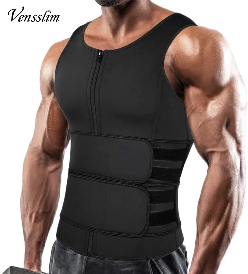 Vensslim Men’s Waist Trainer Vest – Sauna Sweat Compression Shapewear