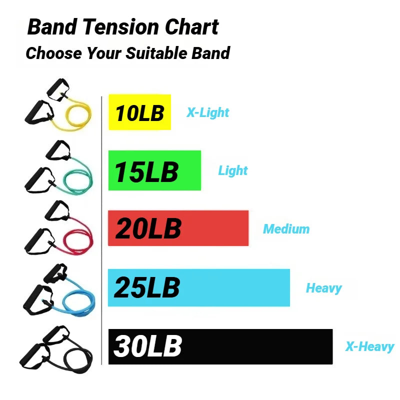5-Level Resistance Bands with Handles – Home Workout Set