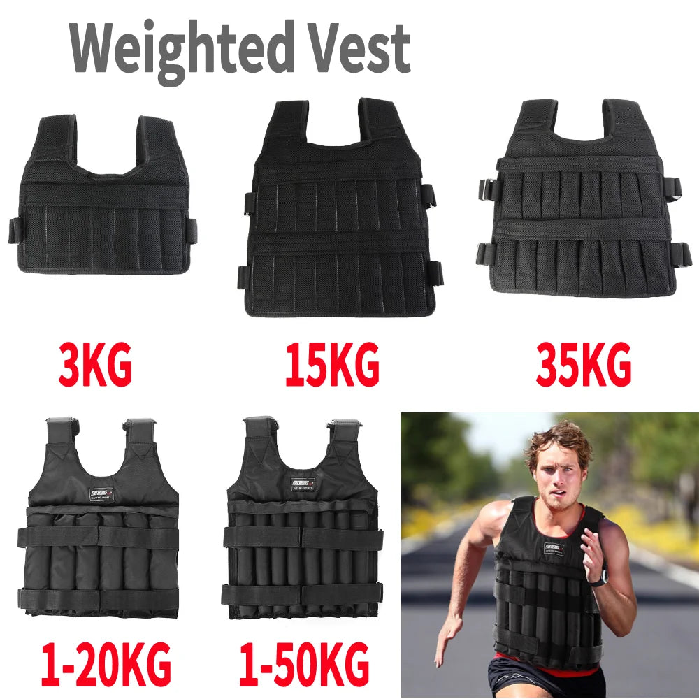 Adjustable Weighted Training Vest – 3/15/35KG Empty Fitness Jacket for Running & Workouts