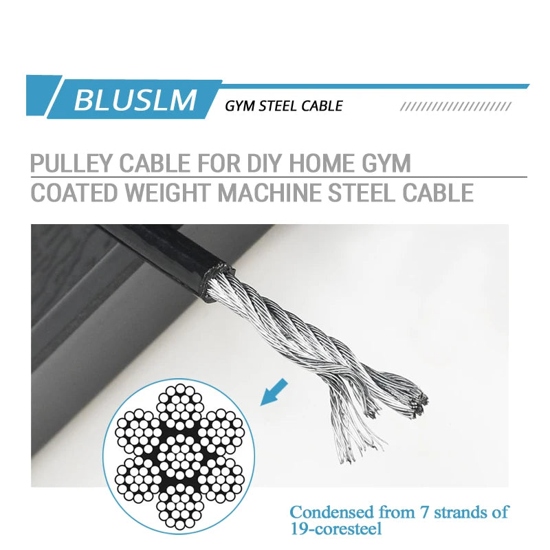 5mm TPU Coated Steel Replacement Cable – Heavy Duty Fitness Pulley Accessory