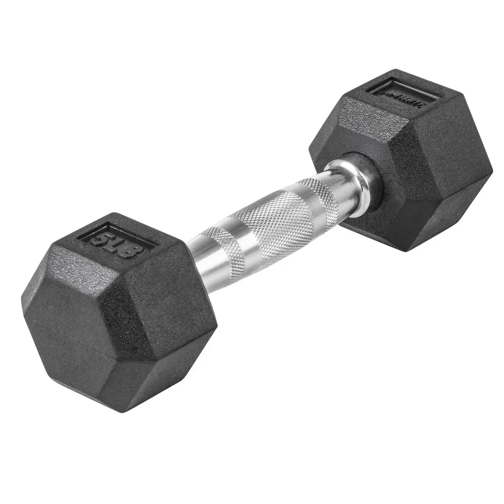 5lbs Hex Dumbbell – Rubber Coated with Ergonomic Handle for Home Gym