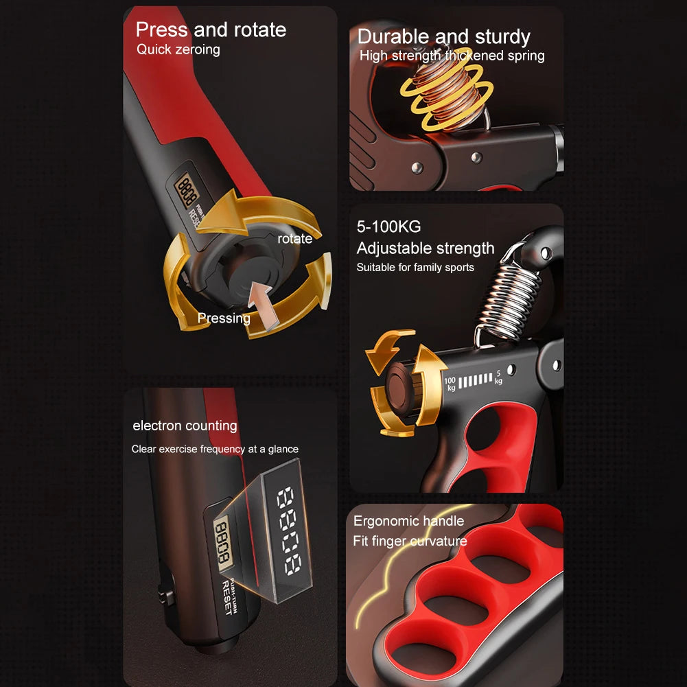 Adjustable Grip Strength Trainer – 5–100KG Hand Gripper for Wrist & Forearm Training