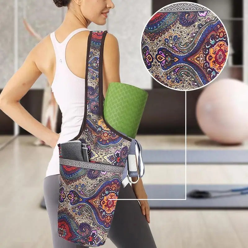 Yoga Mat Tote Bag – Stylish Bohemian Fitness Carrier for Most Mat Sizes